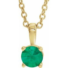 Load image into Gallery viewer, 14K Yellow 6 mm Round Emerald Birthstone 16-18&quot; Necklace
