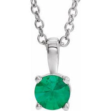 Charger l&#39;image dans la galerie, Sterling Silver 4 mm Round Imitation Emerald Birthstone 16-18&quot; Necklace
