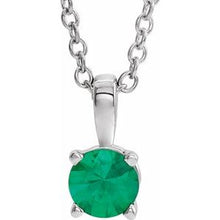 Load image into Gallery viewer, Platinum 5 mm Round Emerald Birthstone 16-18&quot; Necklace
