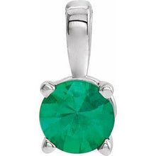 Load image into Gallery viewer, Sterling Silver 4 mm Round Imitation Emerald Birthstone Pendant

