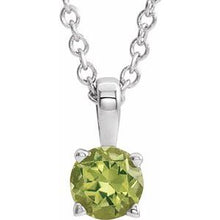Load image into Gallery viewer, Sterling Silver 4 mm Round Imitation Blue Peridot Birthstone 16-18&quot; Necklace
