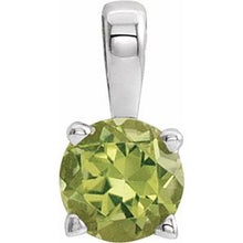 Load image into Gallery viewer, Sterling Silver 4 mm Round Imitation Peridot Birthstone Pendant

