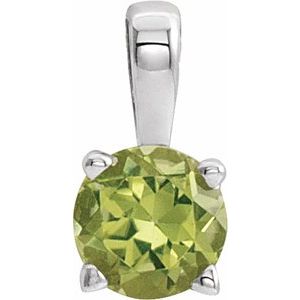 Sterling Silver 4 mm Round Imitation Peridot Birthstone Pendant