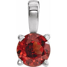 Load image into Gallery viewer, 14K White 3 mm Round Mozambique Garnet Birthstone Pendant
