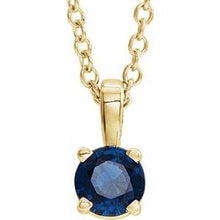 Load image into Gallery viewer, 14K Yellow 6 mm Round Blue Sapphire Birthstone Pendant
