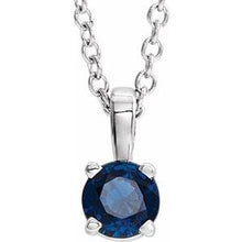 Load image into Gallery viewer, 14K White 6 mm Round Blue Sapphire Birthstone 16-18&quot; Necklace
