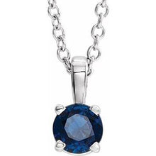 Charger l&#39;image dans la galerie, Sterling Silver 6 mm Round Imitation Blue Sapphire Birthstone 16-18&quot; Necklace
