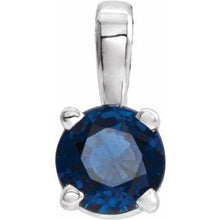 Load image into Gallery viewer, Sterling Silver 4 mm Round Imitation Blue Sapphire Birthstone Pendant
