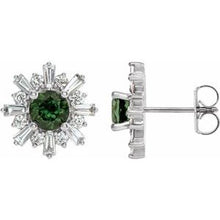 Load image into Gallery viewer, 14K White Green Tourmaline &amp; 3/4 CTW Diamond Earrings
