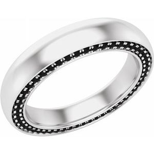 14K White 5 mm 1/2 CTW Black Diamond Band Size 10.5