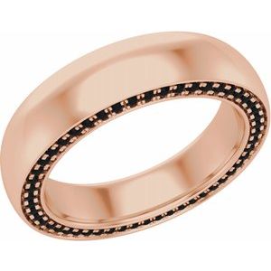 14K Rose 5 mm 1/2 CTW Black Diamond Band Taille 10,5