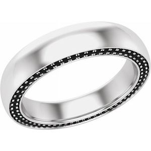 Platine 4 mm 1/2 CTW Black Diamond Band Taille 7,5