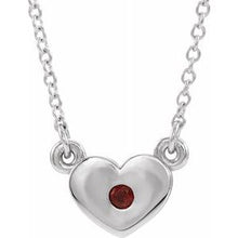 Load image into Gallery viewer, Sterling Silver Mozambique Garnet Heart 16&quot; Necklace
