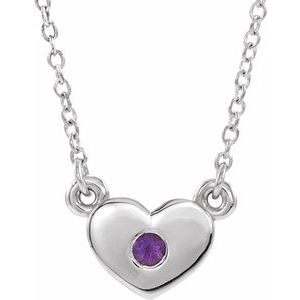 Sterling Silver Amethyst Heart 16