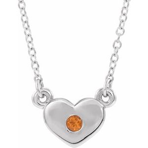 Sterling Silver Citrine Heart 16" Necklace