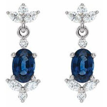 Load image into Gallery viewer, Platinum Blue Sapphire &amp; 3/8 CTW Diamond Earrings
