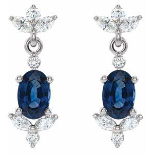 Platinum Blue Sapphire & 3/8 CTW Diamond Earrings