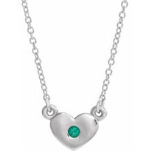 Load image into Gallery viewer, Sterling Silver Chatham¬Æ Created Emerald Heart 16&quot; Necklace
