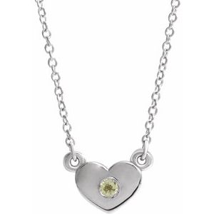 Sterling Silver Peridot Heart 16