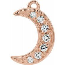 Load image into Gallery viewer, 14K Rose .05 CTW Diamond Crescent Moon Dangle
