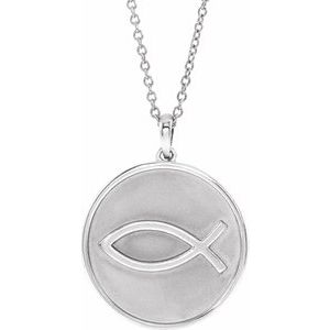 Sterling Silver 20.3x18.4 mm Ichthus (Fish) 16-18" Necklace