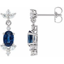 Load image into Gallery viewer, Platinum Blue Sapphire &amp; 3/8 CTW Diamond Earrings

