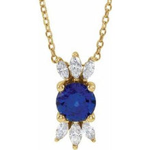 Load image into Gallery viewer, 14K Yellow Blue Sapphire &amp; 1/4 CTW Diamond Necklace

