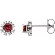 Load image into Gallery viewer, Platinum Ruby &amp; 1/5 CTW Diamond Earrings

