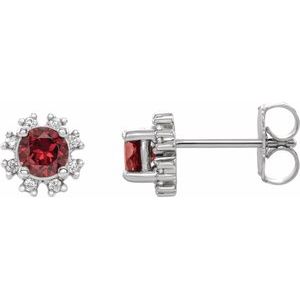 Platinum Ruby & 1/5 CTW Diamond Earrings