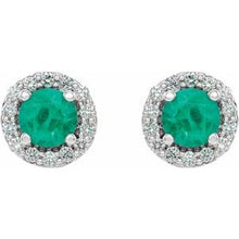 Load image into Gallery viewer, 14K White Emerald &amp; 1/4 CTW Diamond Earrings

