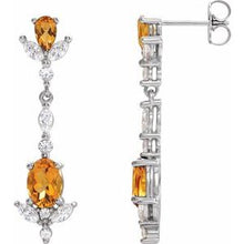 Load image into Gallery viewer, Platinum Citrine and 3/4 CTW Diamond Earrings
