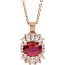 Load image into Gallery viewer, 14K Rose Ruby &amp; 1/3 CTW Diamond 16-18&quot; Necklace
