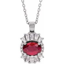 Load image into Gallery viewer, Sterling Silver Ruby &amp; 1/3 CTW Diamond 16-18&quot; Necklace
