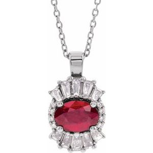 Sterling Silver Ruby & 1/3 CTW Diamond 16-18" Necklace