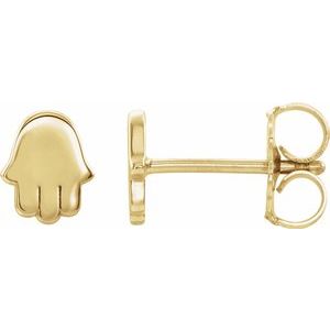 14K Yellow Hamsa Earrings