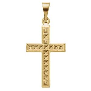 14K Yellow 18x12 mm Geometric Cross Pendant