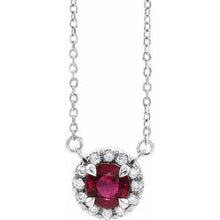 Load image into Gallery viewer, Sterling Silver Ruby &amp; 1/10 CTW Diamond 16&quot; Necklace

