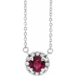 Platinum Ruby & 1/10 CTW Diamond 18" Necklace