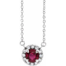 Load image into Gallery viewer, 14K White Ruby &amp; 1/10 CTW Diamond 16&quot; Necklace
