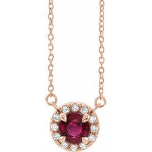Charger l&#39;image dans la galerie, Collier 16K rubis rose et diamant 1/10 CTW 16 &quot;
