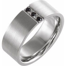 Load image into Gallery viewer, Platinum .08 CTW Black Diamond Band with Satin Finish Size 11
