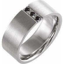 Load image into Gallery viewer, Platinum .08 CTW Black Diamond Band with Satin Finish Size 7
