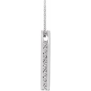 Sterling Silver Sculptural Bar 16-18" Necklace