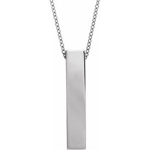Sterling Silver Sculptural Bar 16-18" Necklace