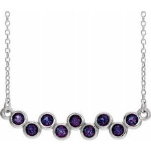 Load image into Gallery viewer, Platinum Alexandrite Bezel-Set Bar 16-18&quot; Necklace
