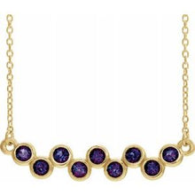Load image into Gallery viewer, 14K Yellow Alexandrite Bezel-Set Bar 16-18&quot; Necklace
