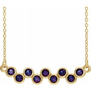 14K Yellow Alexandrite Bezel-Set Bar 16-18" Necklace