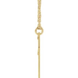 14K Yellow Gold-Plated Sterling Silver Block Initial F 16-18" Necklace with Brush Finish