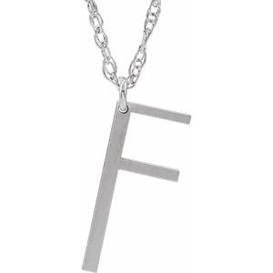 Sterling Silver Block Initial L 16-18" Necklace with Brush Finish