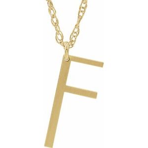 14K Yellow Gold-Plated Sterling Silver Block Initial F 16-18